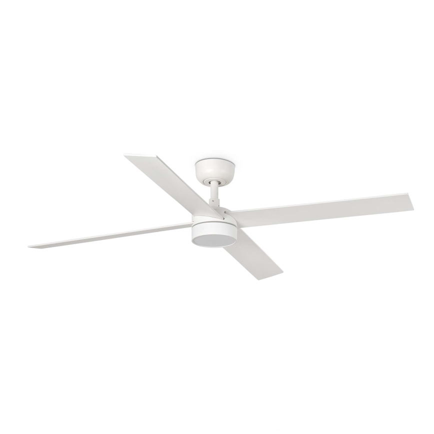 FARO 34355WT-1TW - Ventilateur de plafond LED dimmable RUDDER L LED/18W/230V 2700/3000/4000K blanc/beige Ø 132 cm Wi-Fi Tuya + télécommande