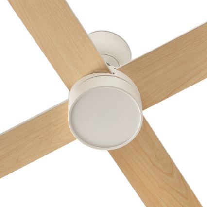 FARO 34355WT-1TW - Ventilateur de plafond LED dimmable RUDDER L LED/18W/230V 2700/3000/4000K blanc/beige Ø 132 cm Wi-Fi Tuya + télécommande