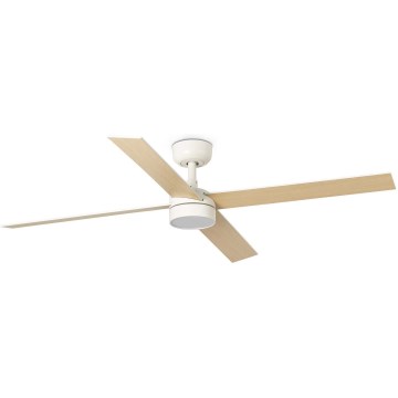 FARO 34355WT1S - Ventilateur de plafond LED dimmable RUDDER L LED/18W/230V 2700/3000/4000K Ø 132 cm beige/blanc Wi‑Fi Tuya + télécommande