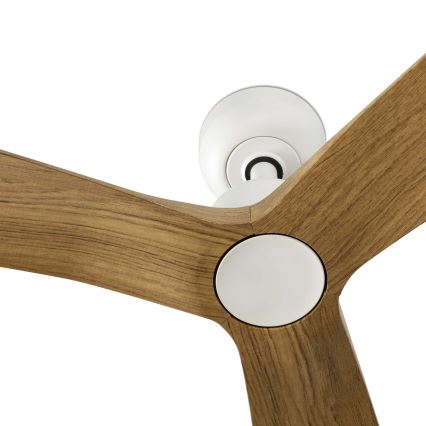 FARO 34361WT - Ventilateur de plafond OUTWOOD L marron/blanc Ø 150 cm Wi-Fi Tuya IP44 + télécommande