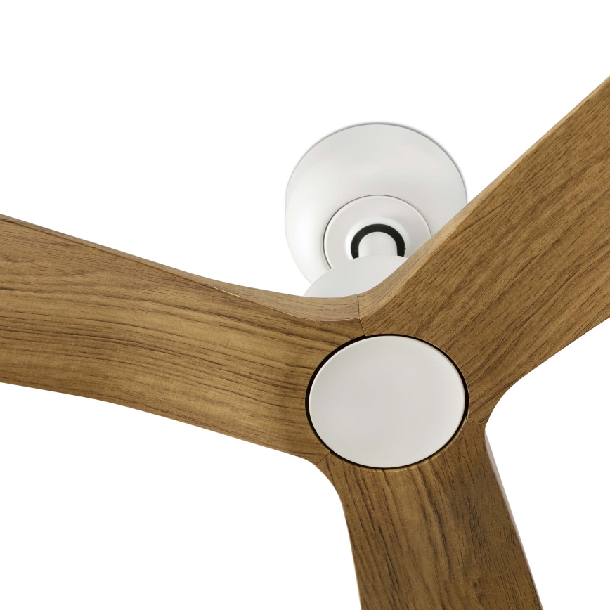 FARO 34361WT - Ventilateur de plafond OUTWOOD L marron/blanc Ø 150 cm Wi-Fi Tuya IP44 + télécommande