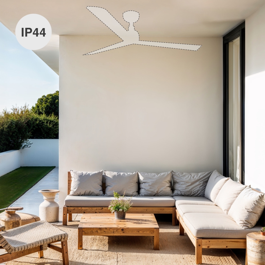 FARO 34362WT-11L - Ventilateur de plafond OUTWOOD L 1xE27/15W/230V brun/noir diamètre 150 cm Wi-Fi Tuya IP44 + télécommande