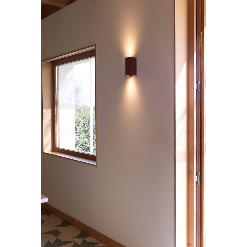FARO 40568 - Applique murale SOLE 2xGU10/8W/230V brique ondulé carré