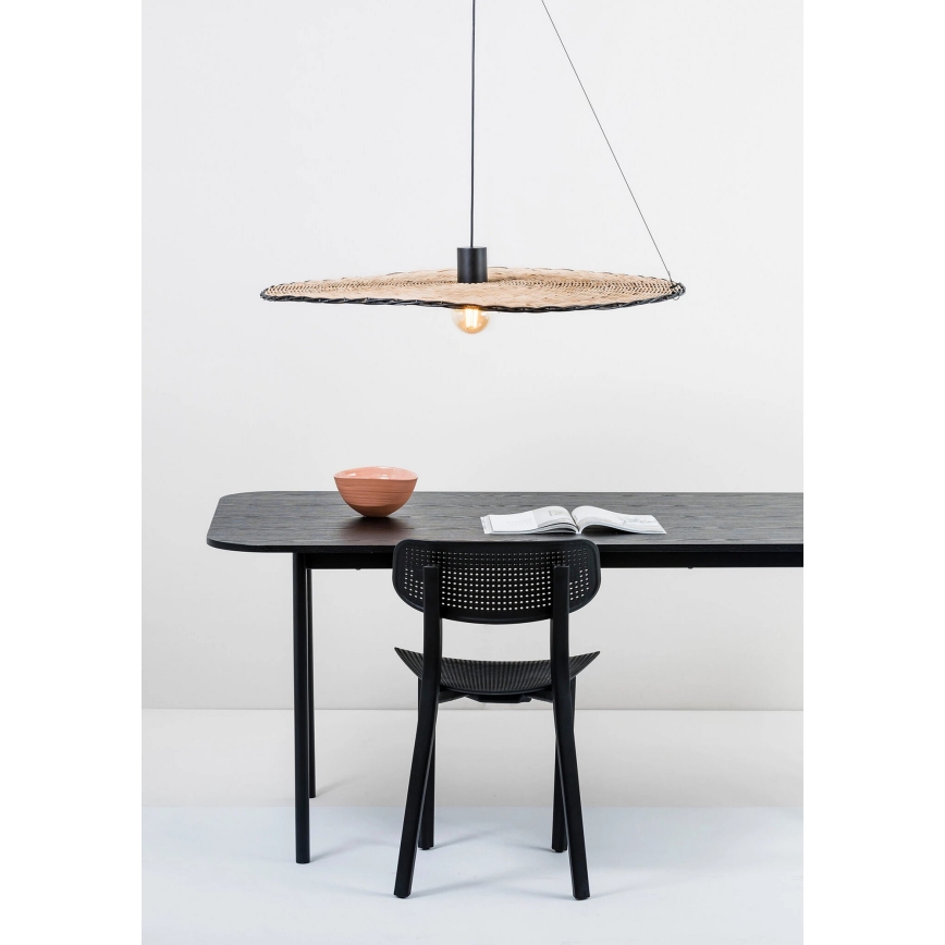 FARO 68590-70 - Suspension filaire COSTAS 1xE27/15W/230V d. 100 cm noir/rotin