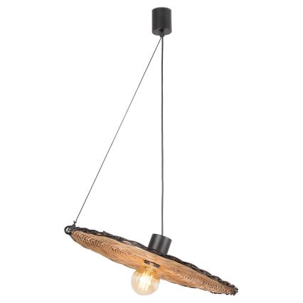 FARO 68590-70 - Suspension filaire COSTAS 1xE27/15W/230V d. 100 cm noir/rotin