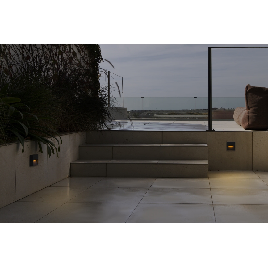 FARO 71963 - Applique d'escalier LED DUNE LED/3W/230V 2200/2700/3200/4000K IP65 carré, anthracite