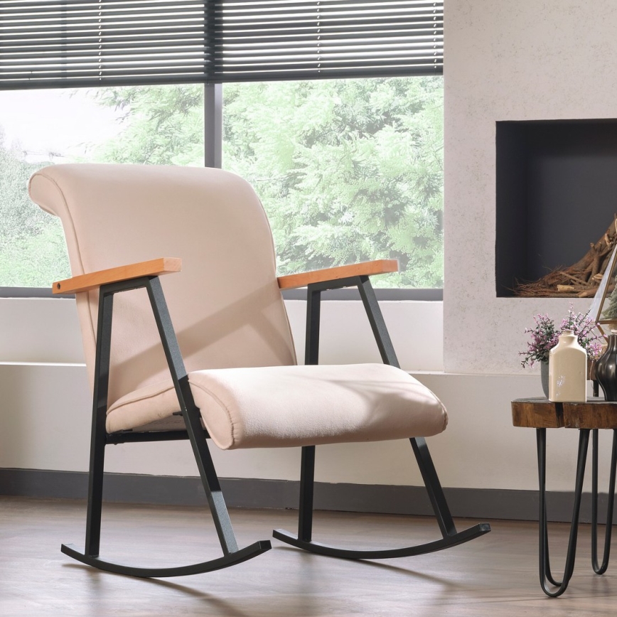 Fauteuil à bascule LUNI crème