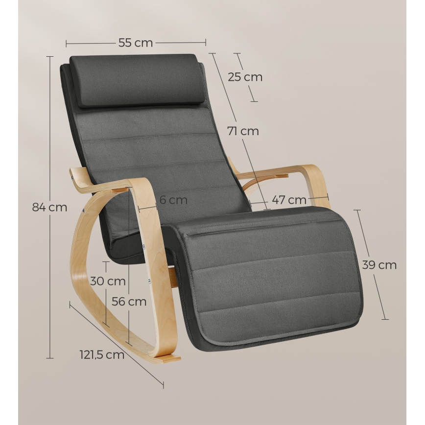 Fauteuil à bascule RESTLY gris foncé