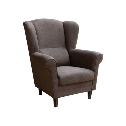 Fauteuil à oreilles GALA, brun foncé