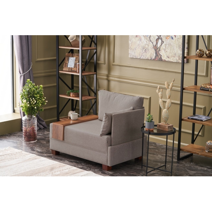 Fauteuil d'angle TULA beige, côté droit