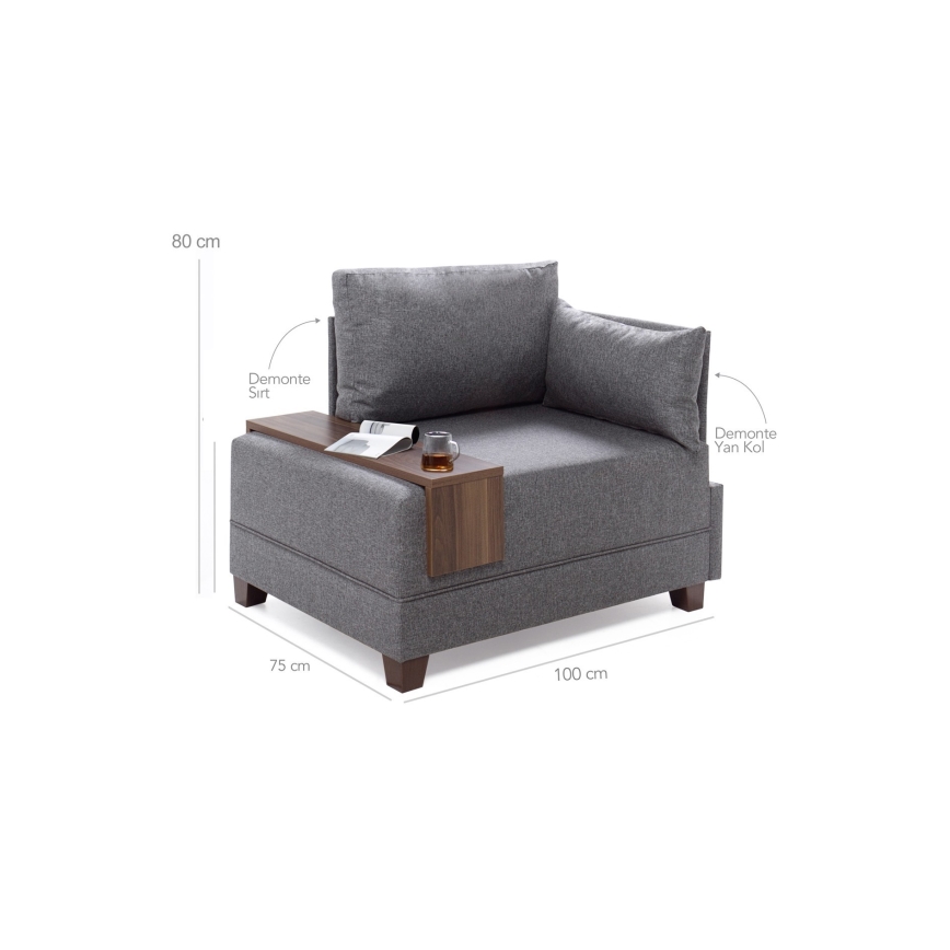 Fauteuil d'angle TULA beige, côté droit
