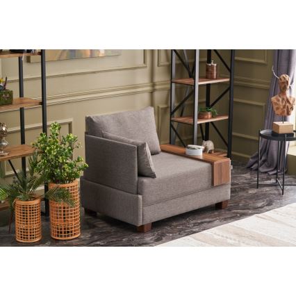 Fauteuil d'angle TULA marron, côté gauche
