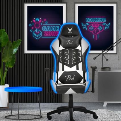 Fauteuil gaming VARR Flash avec rétro-éclairage LED RVB + télécommande noire/blanche