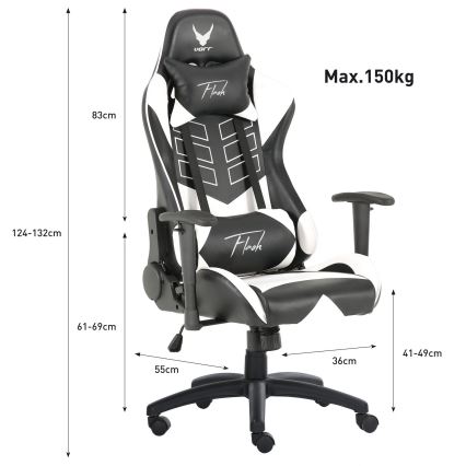 Fauteuil gaming VARR Flash avec rétro-éclairage LED RVB + télécommande noire/blanche