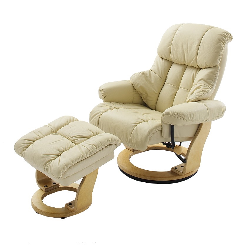 Fauteuil inclinable HABI crème/chêne naturel