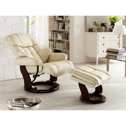 Fauteuil inclinable HABI crème/noyer