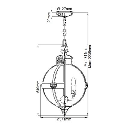 Feiss - Suspension chaîne ADAMS 3xE14/60W/230V bronze