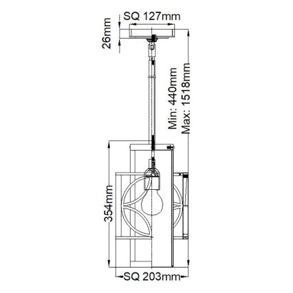 Feiss - Suspension sur tige REMY 1xE27/60W/230V noir/doré