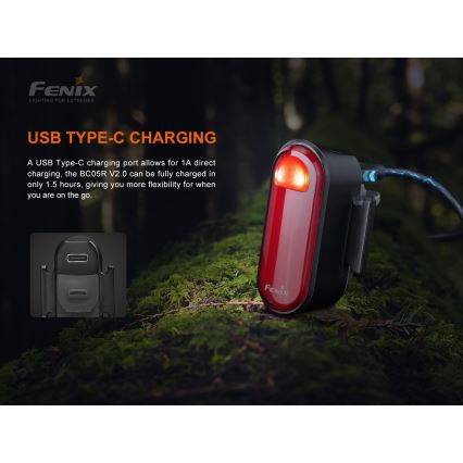 Fenix BC05RV20 - Lampe torche rechargeable vélo LED/USB IP66 15 lm 120 hrs