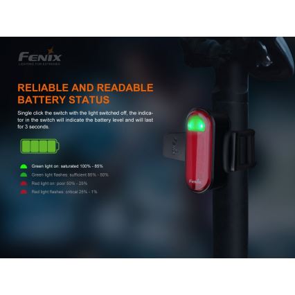 Fenix BC05RV20 - Lampe torche rechargeable vélo LED/USB IP66 15 lm 120 hrs