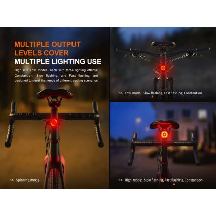 Fenix BC06R - Éclairage de vélo à intensité variable et rechargeable LED/USB IP66 90 lm 24,5 h