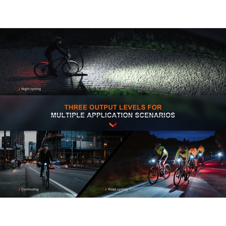Fenix BC15R- Éclairage de vélo à intensité variable et rechargeable LED/USB IP66 400 lm 31,5 heures
