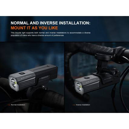 Fenix BC22R - Lampe de vélo rechargeable LED à intensité réglable LED/USB 3400 mAh IP66 1400 lm 41 h noire