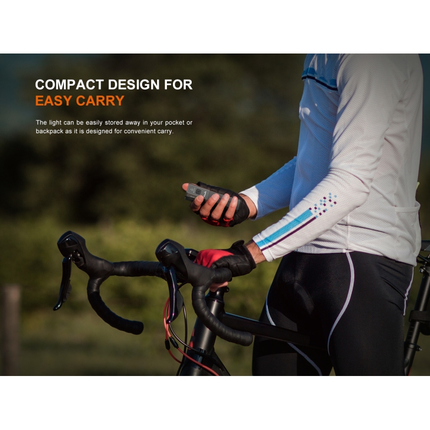 Fenix BC22R - Lampe de vélo rechargeable LED à intensité réglable LED/USB 3400 mAh IP66 1400 lm 41 h noire