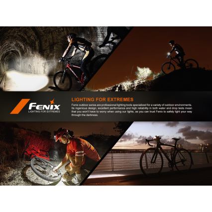 Fenix BC22R - Lampe de vélo rechargeable LED à intensité réglable LED/USB 3400 mAh IP66 1400 lm 41 h noire