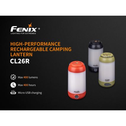 Fenix CL26RGREEN - LED à intensité variable portable rechargeable lampe LED/USB IP66 400 lm 400 h vert