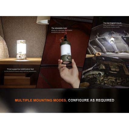 Fenix CL26RPROOLI - Lampe portable rechargeable à intensité variable LED/USB IP66 650 lumens 408 h 5000 mAh verte
