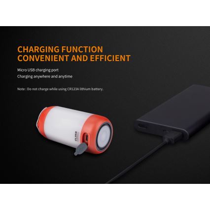 Fenix CL26RRED - Lampe portable rechargeable à intensité variable LED/USB/2xCR123A IP66 400 lm 400 h 2600 mAh orange