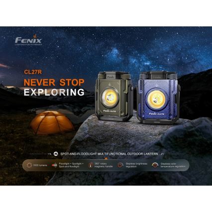 Fenix CL27RGRE - Luminaire à intensité variable rechargeable LED/USB IP66 1600 lm 285 h