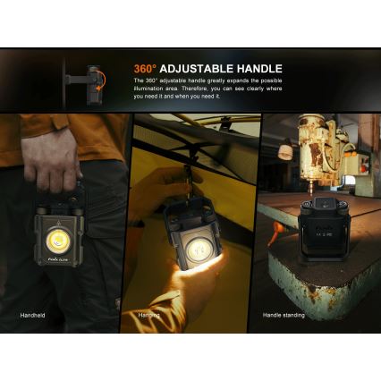 Fenix CL27RGRE - Luminaire à intensité variable rechargeable LED/USB IP66 1600 lm 285 h