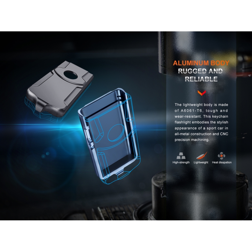 Fenix E03RV20BLU - Lampe torche rechargeable LED/USB IP66 500 lm 30 h