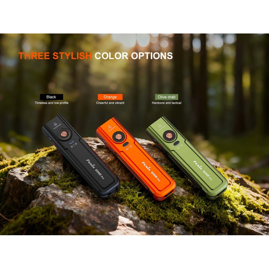 Fenix E06RPROEUOLI - Lampe de poche LED rechargeable à intensité réglable/USB 1650 mAh IP66 1600 lm 111 h verte