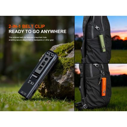 Fenix E06RPROEUOLI - Lampe de poche LED rechargeable à intensité réglable/USB 1650 mAh IP66 1600 lm 111 h verte