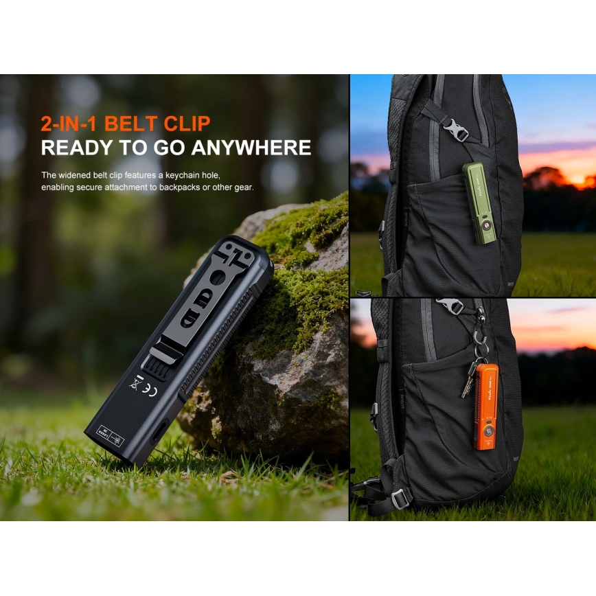 Fenix E06RPROEUOLI - Lampe de poche LED rechargeable à intensité réglable/USB 1650 mAh IP66 1600 lm 111 h verte