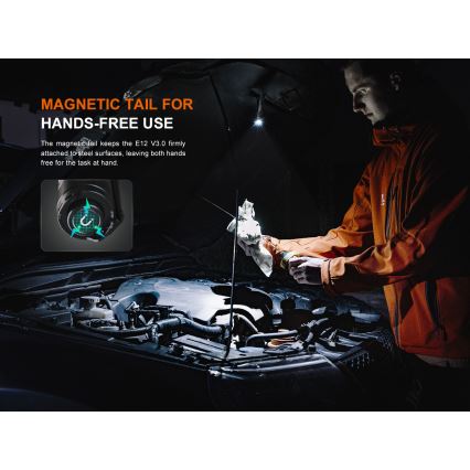 Fenix E12V30 - Lampe de poche LED rechargeable à intensité réglable LED/1xAA 2000 mAh IP68 200 lm 100 h noire