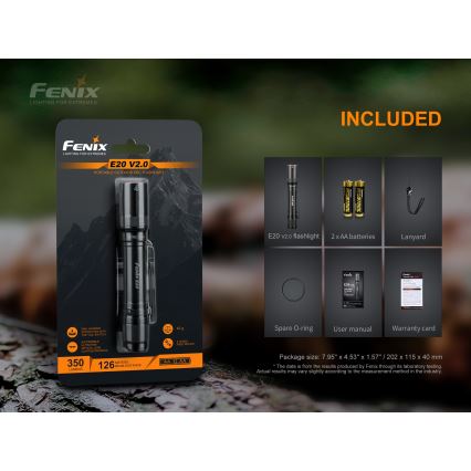 Fenix E20V20 - Lampe torche LED/2xAA IP68 350 lm 200 hrs