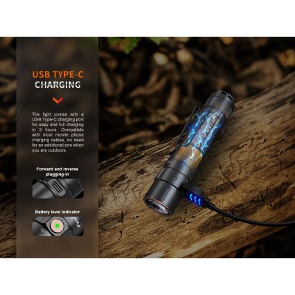 Fenix E35RSETAODS - Lampe torche rechargeable à intensité variable LED/USB IP68 3100 lm 69 h + diffuser 26,5mm