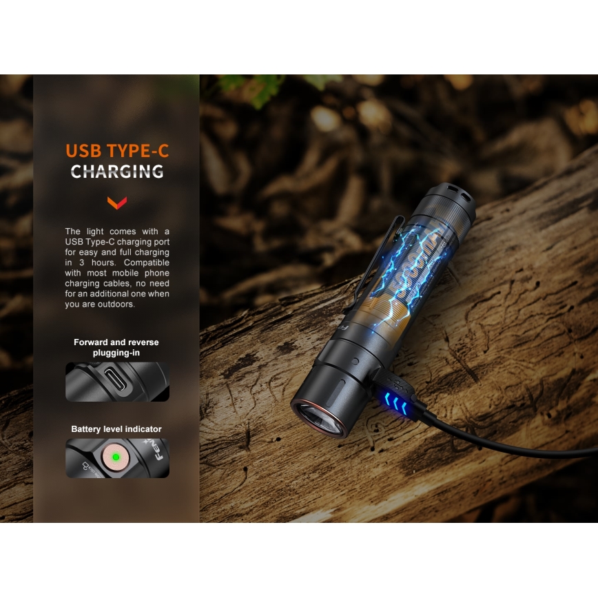 Fenix E35RSETAODS - Lampe torche rechargeable à intensité variable LED/USB IP68 3100 lm 69 h + diffuser 26,5mm