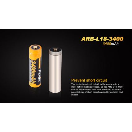 Fenix FE18650LI34 - Batterie rechargeable 18650/3,6V 3400 mAh - 1 pièce