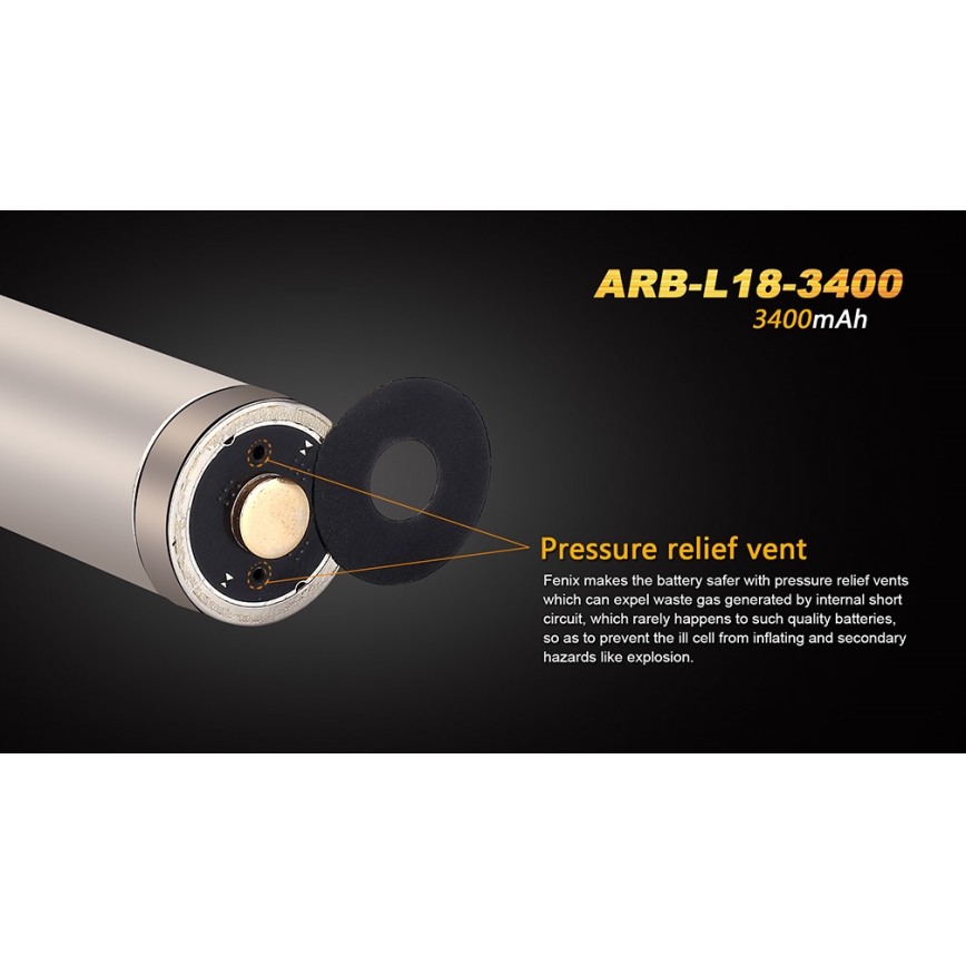Fenix FE18650LI34 - Batterie rechargeable 18650/3,6V 3400 mAh - 1 pièce
