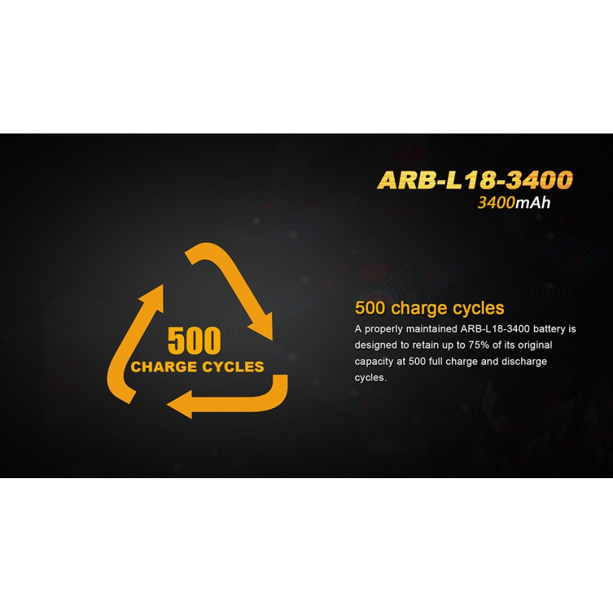 Fenix FE18650LI34 - Batterie rechargeable 18650/3,6V 3400 mAh - 1 pièce