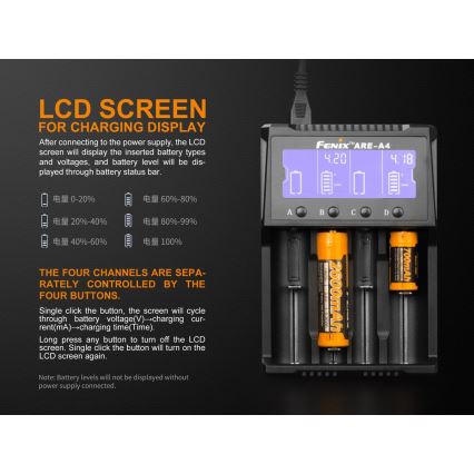 Fenix FENAREA4 - Chargeur de batterie 4xLi-ion/AAA/AA/C 5V