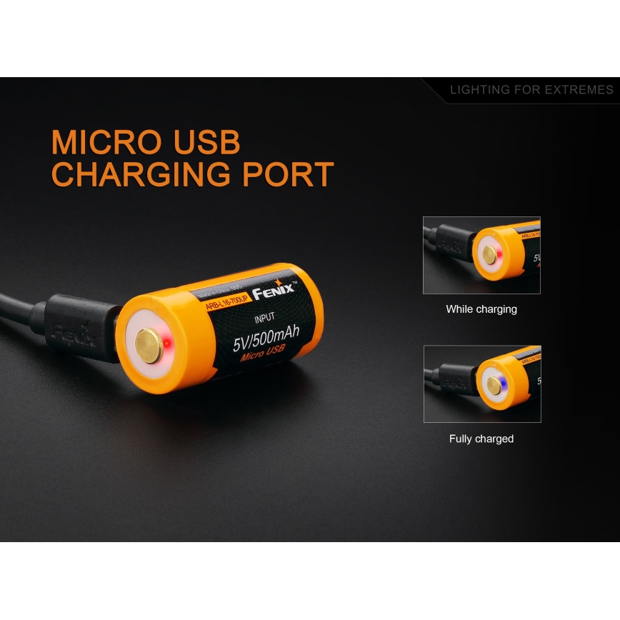Fenix FERCR123ALIIONUP - 1 pièce Batterie rechargeable USB/3,6V 700 mAh