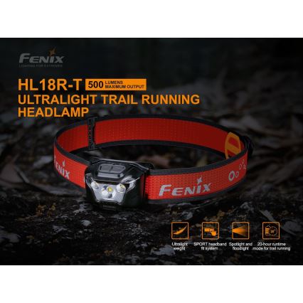 Fenix HL18RTRAIL - Lampe frontale LED rechargeable LED/3xAAA IP66 500 lm 300 hrs