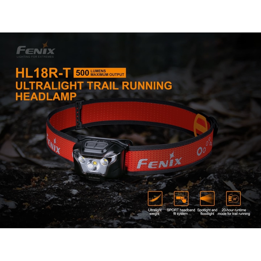 Fenix HL18RTRAIL - Lampe frontale LED rechargeable LED/3xAAA IP66 500 lm 300 hrs