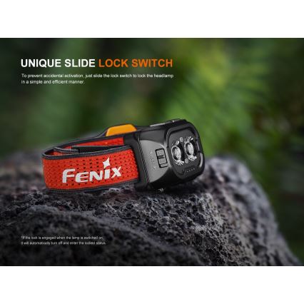 Fenix HL18RTV20BLC - Lampe frontale à intensité variable rechargeable LED/USB IP66 800 lm 160 h noir/orange